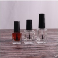 5ml,10ml,15ml round square slim custom logo transparent clear empty nail polish Oil with Black Cap glass bottle with brush